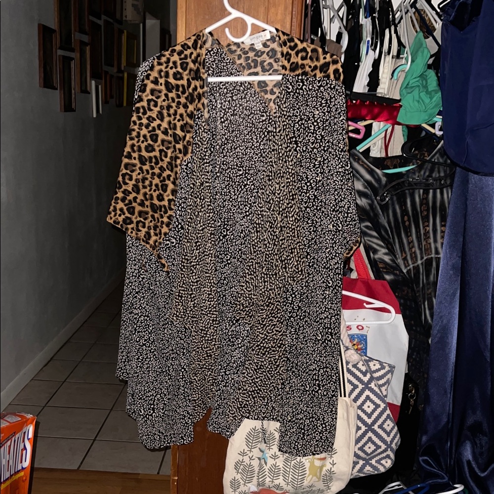 Umgee Black and Brown Leopard Print lightweight cardigan